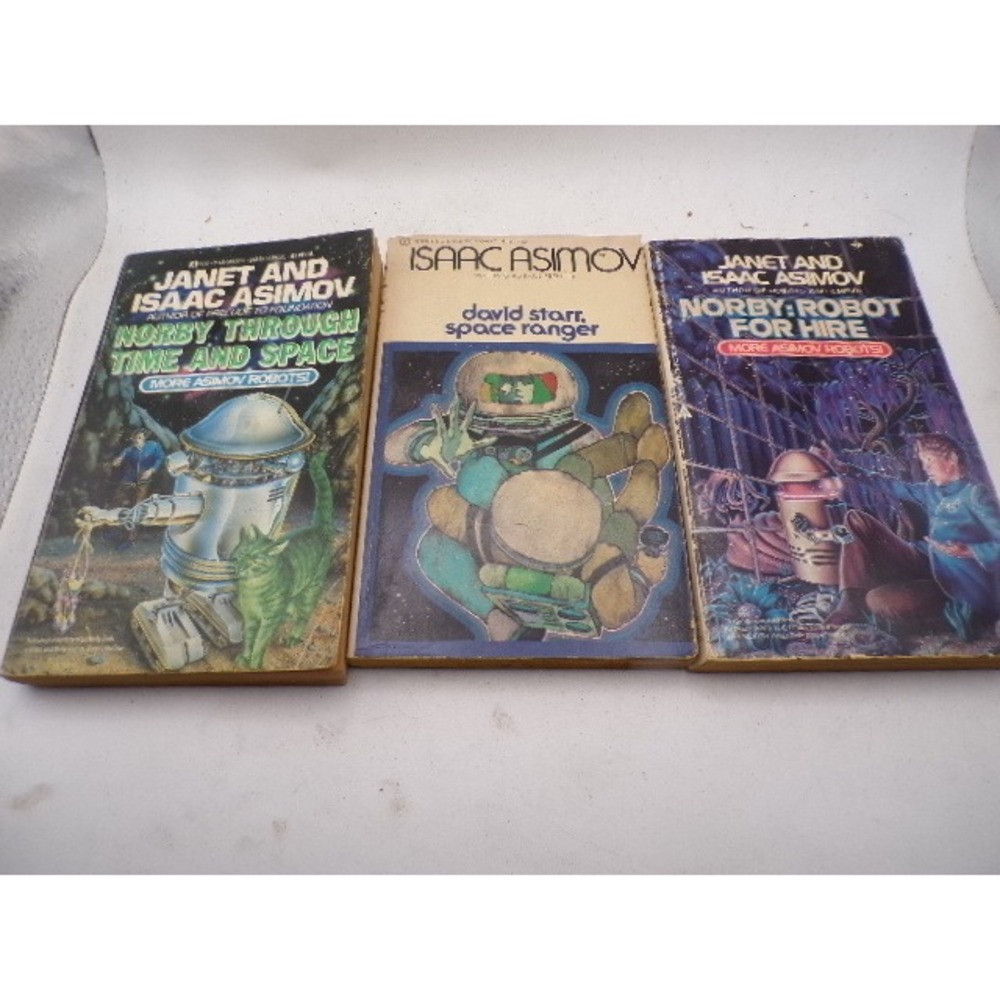 Isaac Asimov Sci-Fi Paperback Lot David Starr Norby Robot for Hire Time and Spac